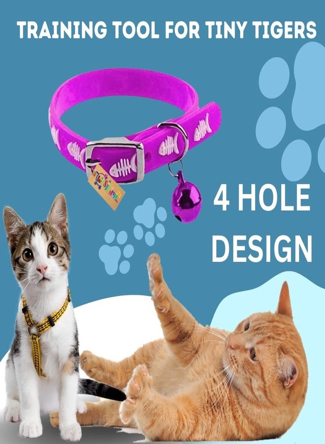 Western Era Multicolored Adjustable Rubber Silicone Cat Collar, Stylish Training Fusion, Redefining Feline Style, Rubber Cat Collar in a Vibrant Hued Silicone Cat Collar with Bell (Purple) - Image 4